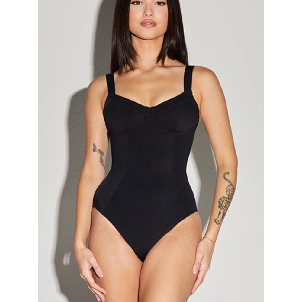 Classic Black One-Piece Swimsuit with Supportive Cups